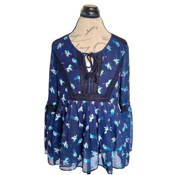 Daniel Rainn Blouse Size Large Long Sleeve Bell Peasant Bohomenia Bohowestern - Picture 1 of 12